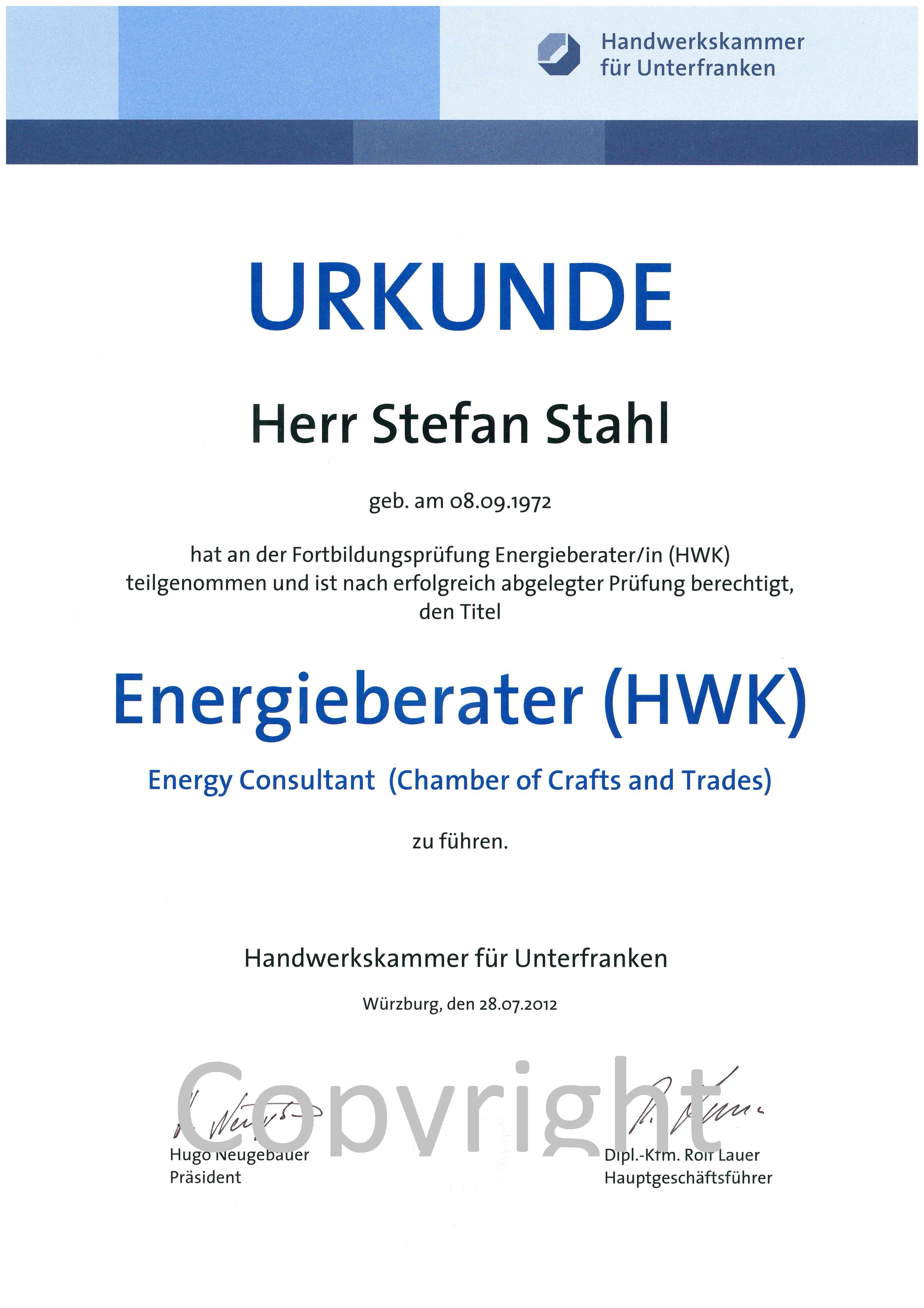 Energieberater Stefan Stahl